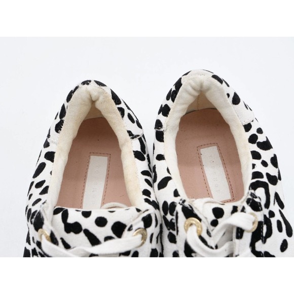 Topshop Womens 7 Sneakers White Black Leopard Print Low Top Lace Up Casual Shoes - Picture 8 of 11